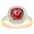 Pink Tourmaline Ring With Diamonds 2.38 Carats 14K Yellow Gold