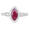 Ruby Ring With Diamonds 0.94 Carats 14K White Gold