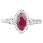 Ruby Ring With Diamonds 0.94 Carats 14K White Gold