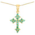 Zambian Emerald Cross Pendant 1.04 Carats Gold Plated Silver