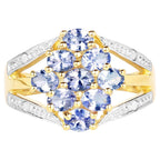 Tanzanite Ring With White Topaz 1.56 Carats Gold Plated Silver