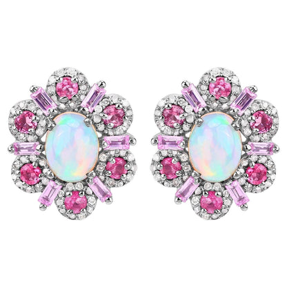 Natural Mixed Gemstones Earrings 3.78 Carats Sterling Silver