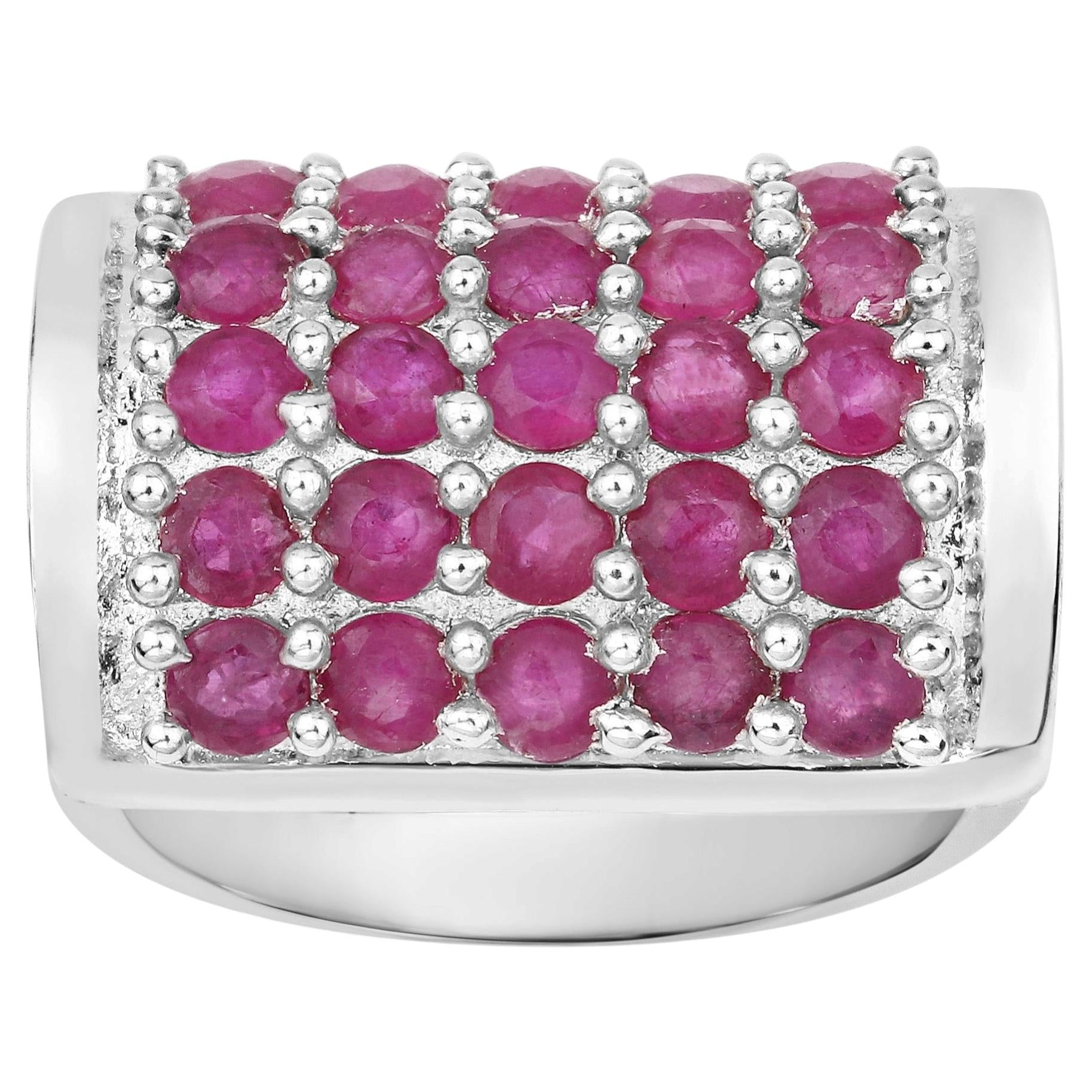 Ruby Ring 3.24 Carats Sterling Silver