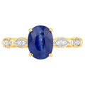 Blue Sapphire Ring With Diamonds 2.42 Carats 18K Yellow Gold