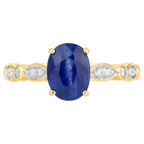 Blue Sapphire Ring With Diamonds 2.42 Carats 18K Yellow Gold