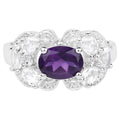 Amethyst Ring With White Zircon 2.7 Carats Sterling Silver