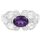 Amethyst Ring With White Zircon 2.7 Carats Sterling Silver
