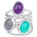 Natural Mixed Gemstones Ring 4.48 Carats Sterling Silver