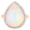 Natural Ethiopian Opal Ring With Diamonds 8.36 Carats 14K Yellow Gold