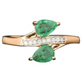 Natural Zambian Emerald Ring With Diamonds 0.74 Carats 9K Yellow Gold