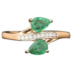 Natural Zambian Emerald Ring With Diamonds 0.74 Carats 9K Yellow Gold