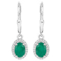 Natural Emerald Earrings With White Topaz 1.68 Carats Sterling Silver