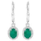 Natural Emerald Earrings With White Topaz 1.68 Carats Sterling Silver