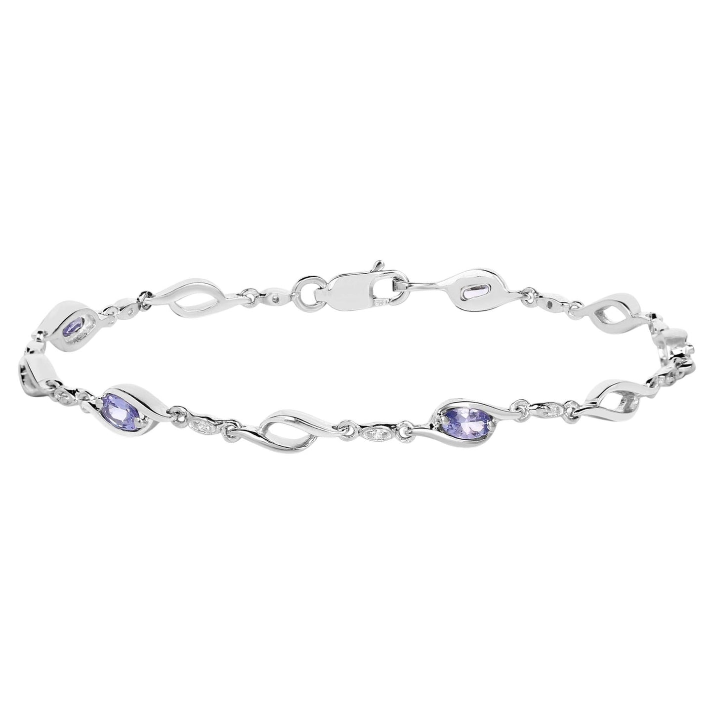 Tanzanite Bracelet With White Topaz 1.28 Carats Sterling Silver