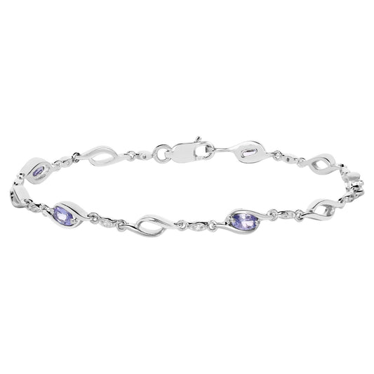 Tanzanite Bracelet With White Topaz 1.28 Carats Sterling Silver