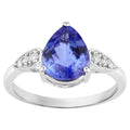 Tanzanite Ring With Diamonds 2.5 Carats 14K White Gold