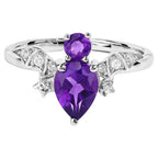 Amethyst Bat Ring With White Topaz 1.11 Carats Sterling Silver