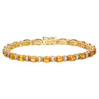Natural Orange Sapphire Bracelet With Diamonds 12.3 Carats 14K Yellow Gold