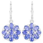 Tanzanite Cluster Dangle Earrings White Topaz 2.9 Carats
