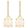 Ethiopian Opal Earrings With Diamonds 1.02 Carats 10K Yellow Gold