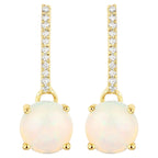 Ethiopian Opal Earrings With Diamonds 1.02 Carats 10K Yellow Gold