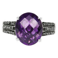 Amethyst Ring With Black Diamonds 3.92 Carats Sterling Silver