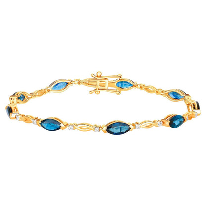Natural Blue Sapphire Bracelet With Diamonds 5.54 Carats 14K Yellow Gold