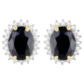 Deep Blue Sapphire Earrings Diamonds 3.3 Carats 14K Yellow Gold