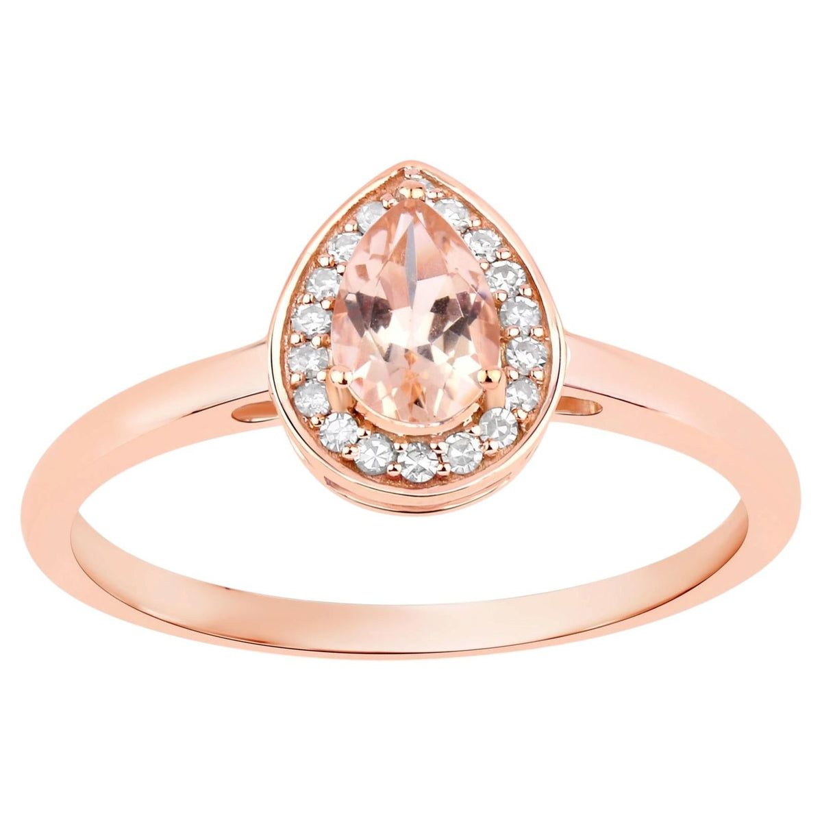 Morganite Ring With Diamonds 0.38 Carats 14K Rose Gold