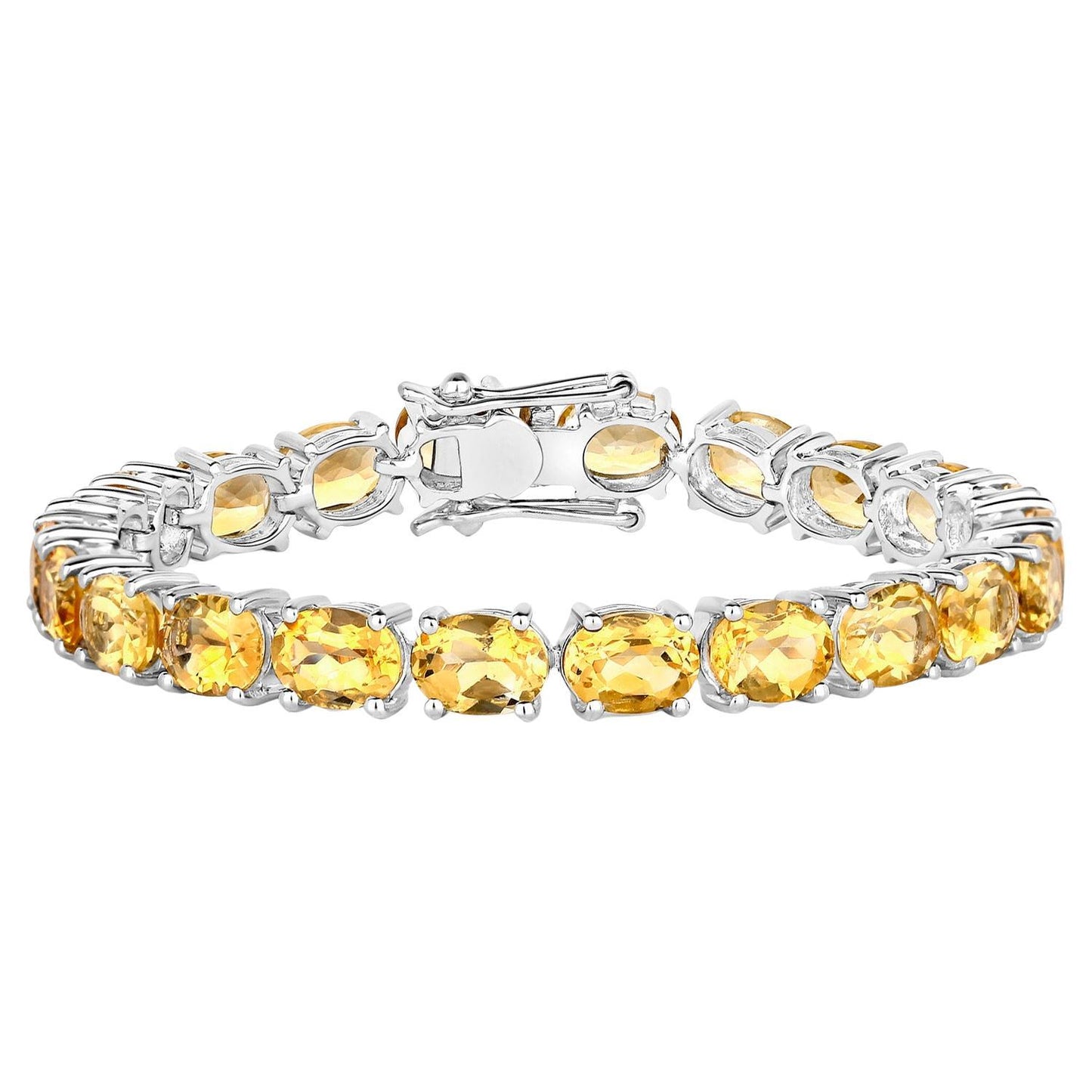 Natural Citrine Tennis Bracelet 22 Carats Sterling Silver