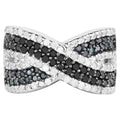 Blue Diamond Ring With White Diamonds 1.52 Carats Sterling Silver