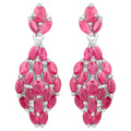 Ruby Dangle Earrings 4.1 Carats Rhodium Plated Silver