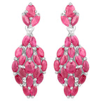 Ruby Dangle Earrings 4.1 Carats Rhodium Plated Silver