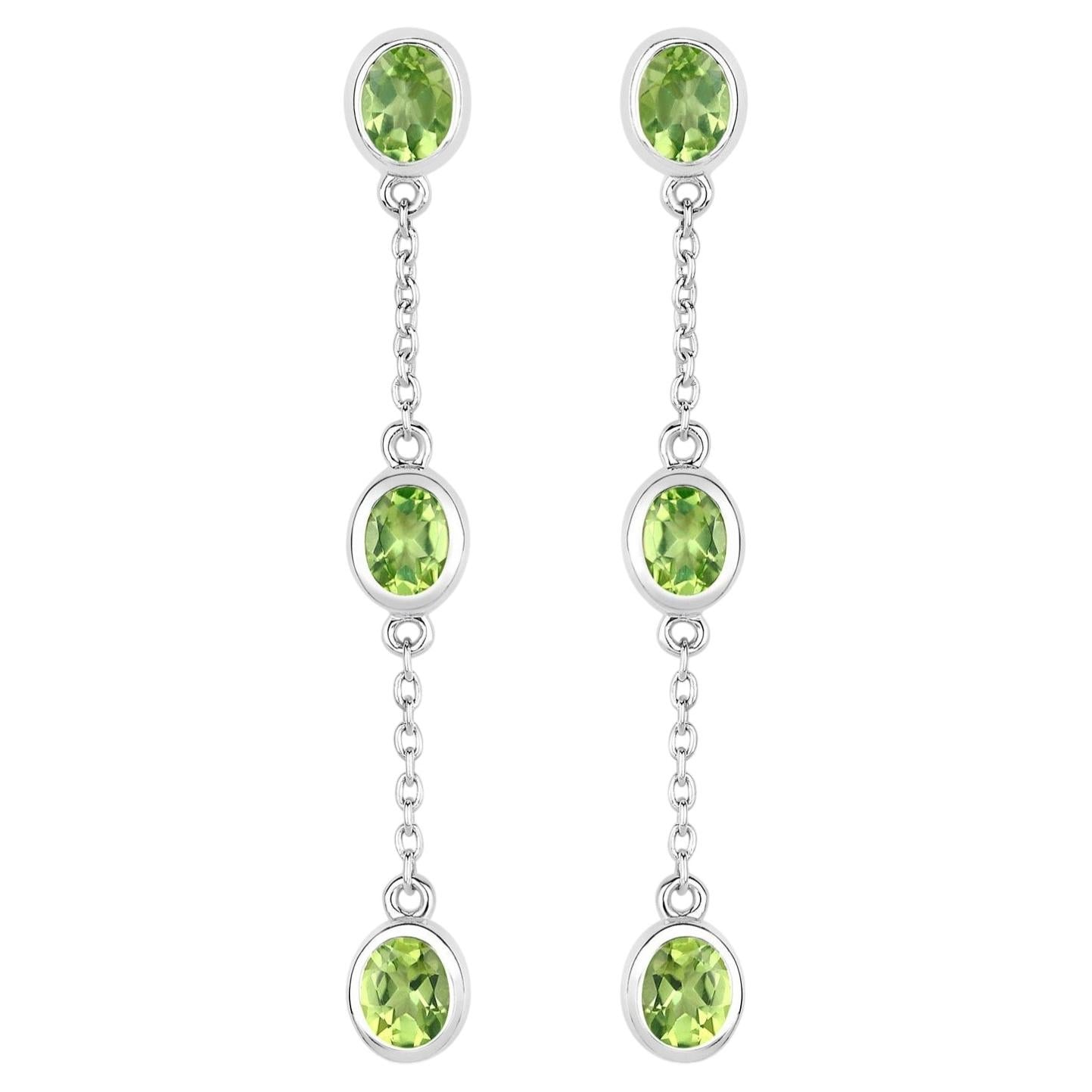 Peridot Earrings 2.08 Carats Sterling Silver