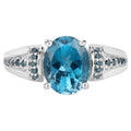 London Blue Topaz Ring With Blue Diamonds 2.68 Carats Sterling Silver