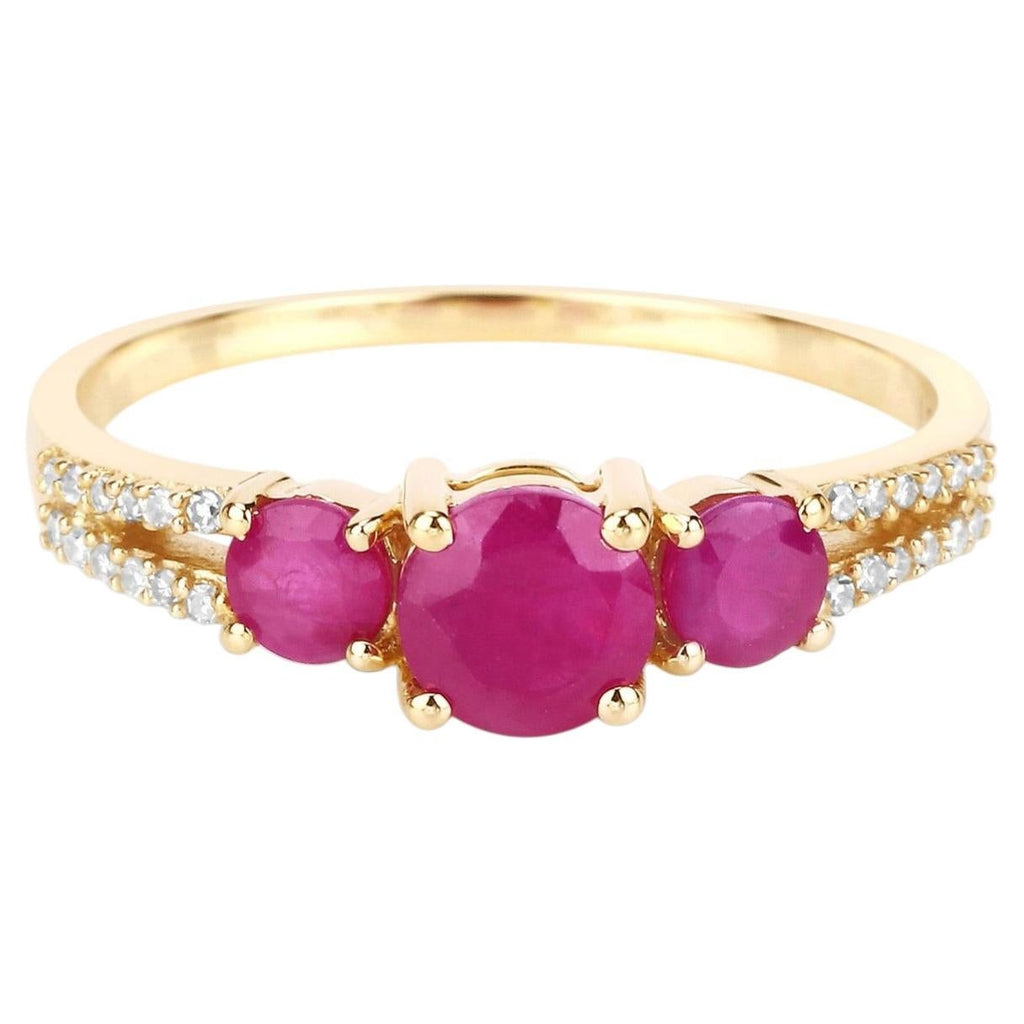 Ruby Ring With Diamonds 0.98 Carats 14K Yellow Gold