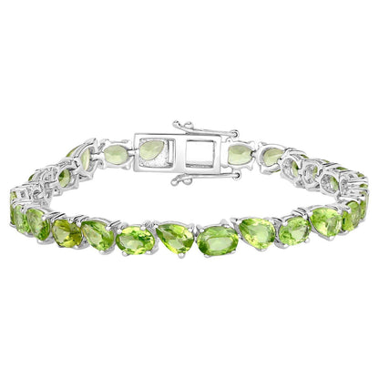 Peridot Tennis Bracelet 21.30 Carats Sterling Silver