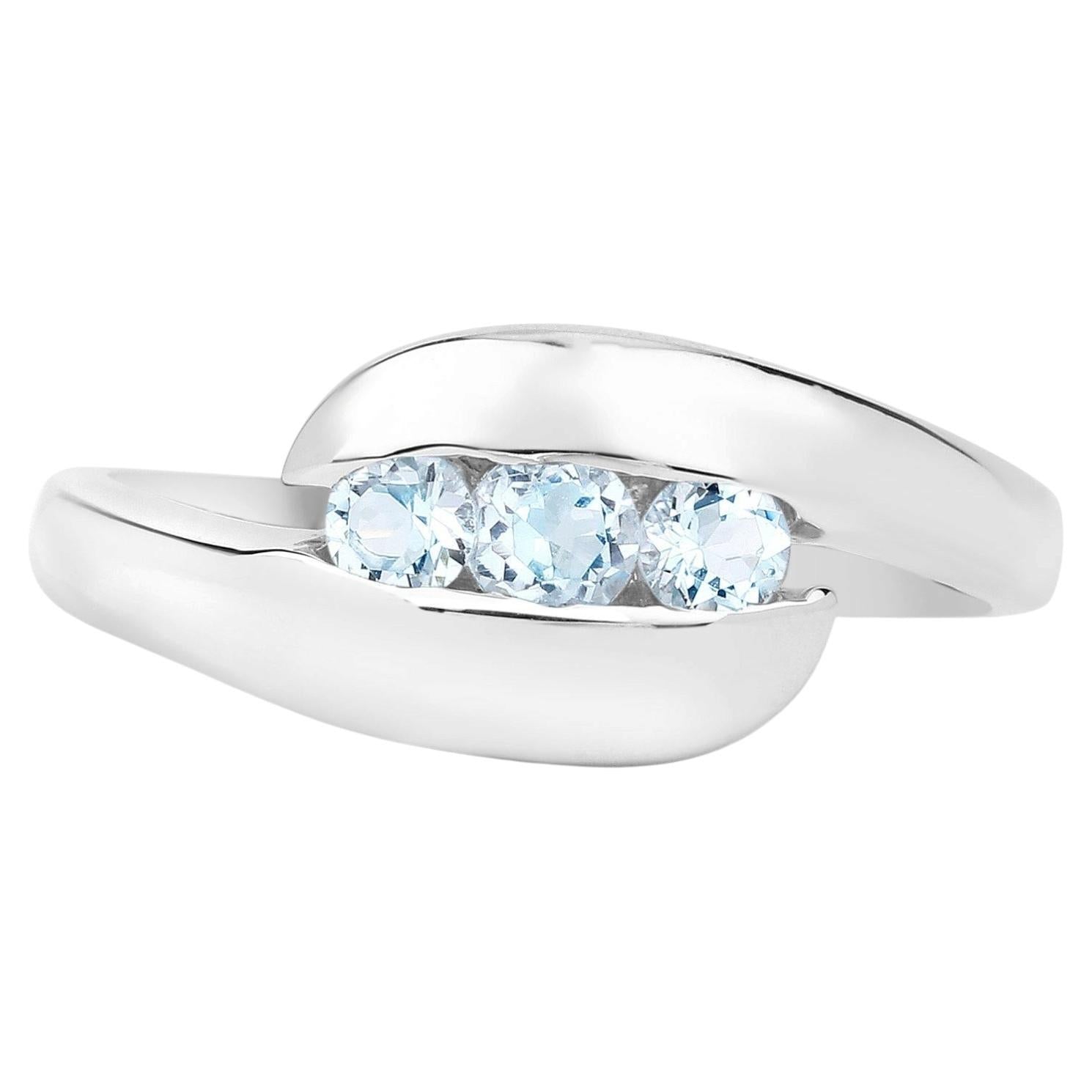 Blue Topaz Ring 0.7 Carats Sterling Silver