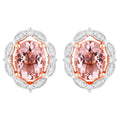 Morganite Earrings With Diamonds 3.48 Carats 14K Rose Gold