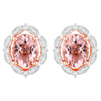 Morganite Earrings With Diamonds 3.48 Carats 14K Rose Gold