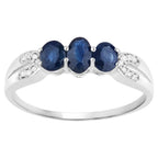 Blue Sapphire Ring With Diamonds 0.68 Carats 14K White Gold