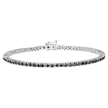 Black Diamond Tennis Bracelet 2.18 Carats Sterling Silver