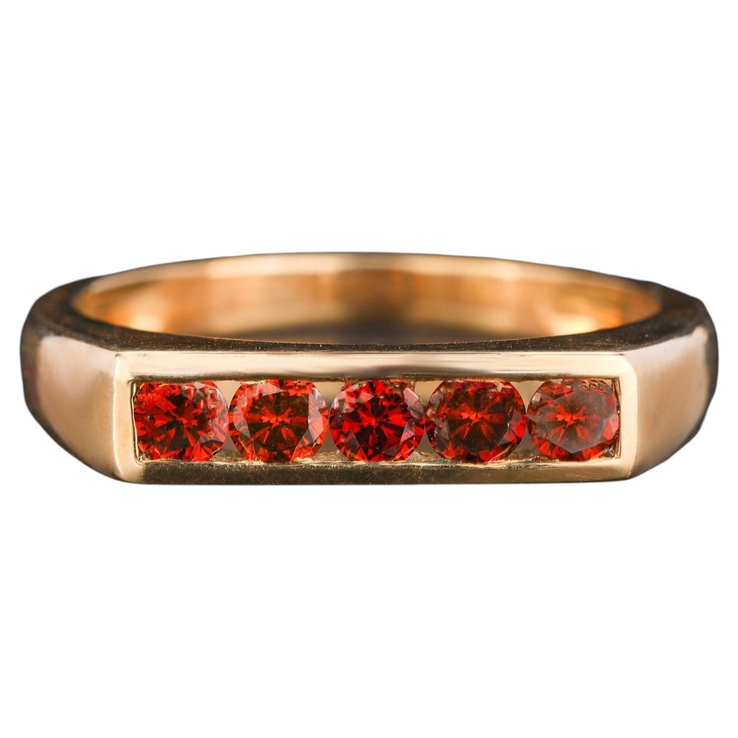 Red Diamond Ring 0.35 Carats 9K Yellow Gold