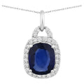 Blue Sapphire Pendant With Diamonds 2.16 Carats 18K White Gold