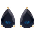 Blue Sapphire Stud Earrings 1.59 Carats 10K Yellow Gold