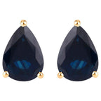 Blue Sapphire Stud Earrings 1.59 Carats 10K Yellow Gold