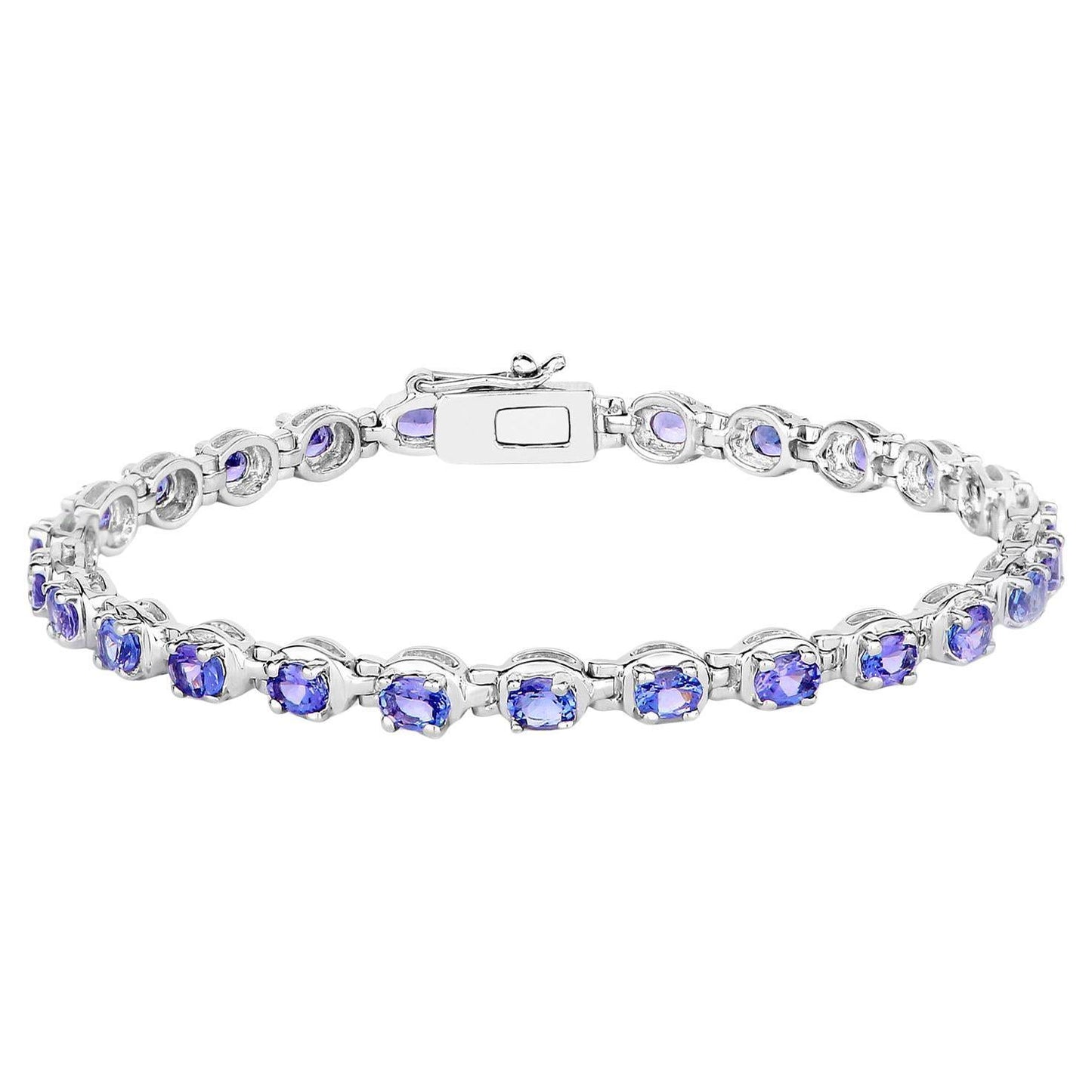 Natural Tanzanite Tennis Bracelet 4.58 Carats Sterling Silver