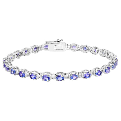 Natural Tanzanite Tennis Bracelet 4.58 Carats Sterling Silver