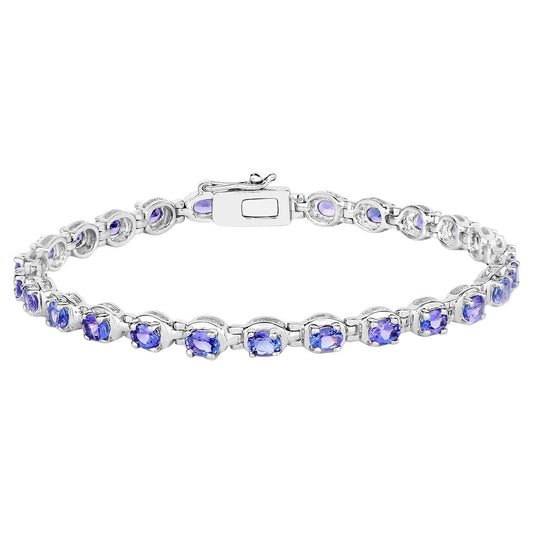 Natural Tanzanite Tennis Bracelet 4.58 Carats Sterling Silver