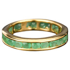 Natural Sakota Emerald Eternity Band Ring 2.2 Carats Gold Plated Silver